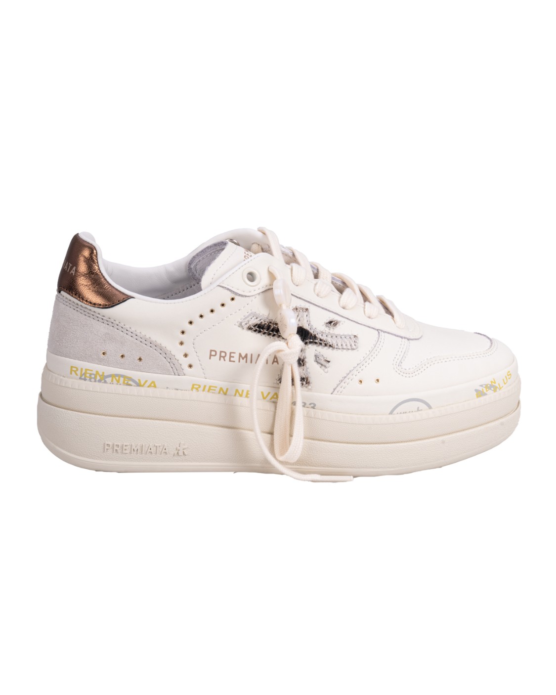 shop PREMIATA  Scarpa: Premiata sneakers "Micol 7035".
Platform.
Dettaglio bronze sul retro.
Logo premiata.
Composizione: Suola: 70% gomma 30% eva tomaia: 10% pelle di agnello 5% vitello peloso 70% pelle di vitello 15% pu fodera: 86% pelle di capra 14% pu.
Made in Italy.. MICOL 7035-P number 3191939